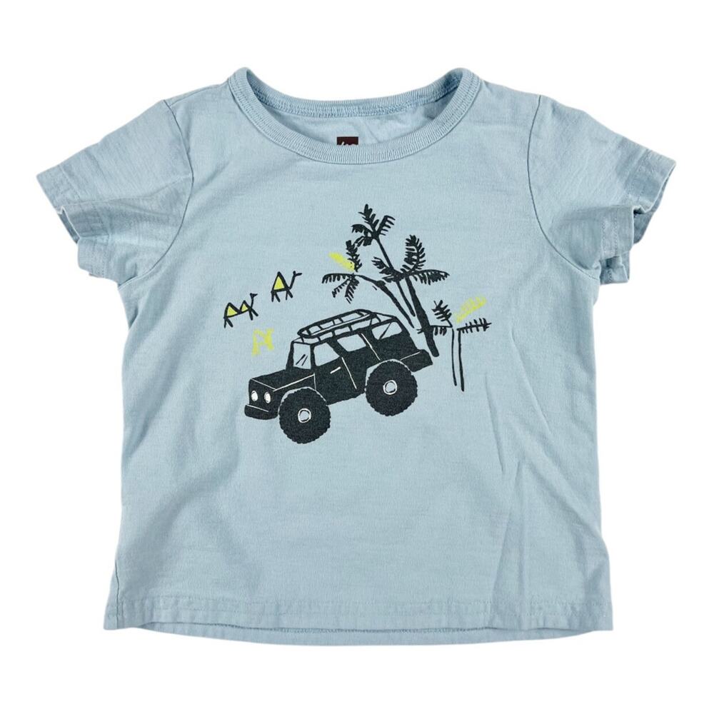 Tea Collection Beep Beep Jeep Tee in Cashmere Blue size 2